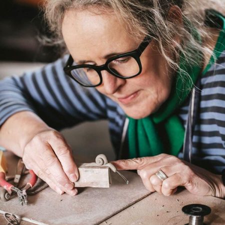 Angela Evan in the workshop